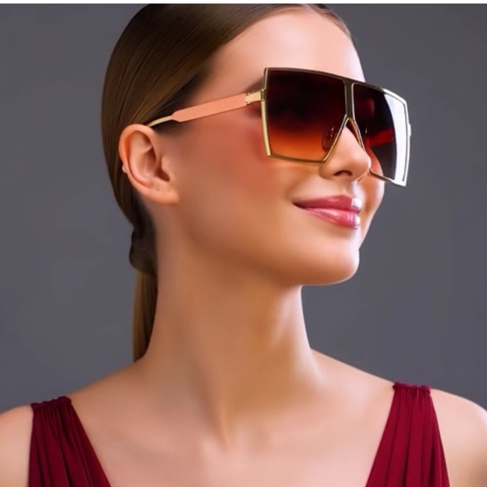Square Oversized Sunglasses Flat Top Shield Sun Glasses for‎ Women Square Shades